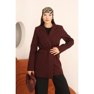 Kadın Vişne Bel Bağlamalı Blazer Ceket