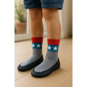 Katia & Bony Çocuk Makosen Soket Çorap Patik Panduf – Kaydırmaz Ev & Anaokulu Ayakkabısı Lacivert