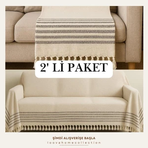 Koltuk Örtüsü 2'li Set Geleneksel Dokuma % 100 Pamuklu