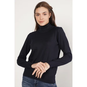 Trist Star Kadın Lacivert %100 Organik Pamuk Balıkçı Yaka Triko Kazak TRIST-6103