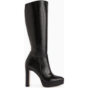 Ariya Siyah Platform Topuklu Fermuarlı Kadın Çizme