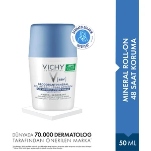 Mineral Unisex Roll-on Deodorant 50 ml – Pudrasız, Alkol İçermeyen, Hipoalerjenik, 48 Saat Koruma