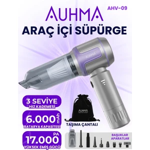 AHV-09 Kablosuz Taşınabilir Araç İçi El Süpürgesi | 17000PA Güçlü Vakum | 4’ü 1 Arada Çok Amaçlı Temizlik