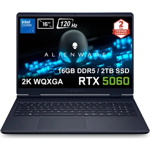 Alienware 16 Aurora Intel Core 7-240H 16GB DDR5 2TB SSD RTX5060 8GB 16 inç 2K WQXGA 120Hz WVA Ubuntu Gaming Laptop (AC16250-C71615U56Nv1) – 2 Yıl Yerinde Servis Garantisi