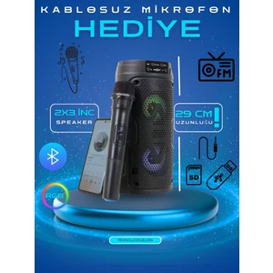 Teknoloji Gelsin Bluetooth Hoparlör Kablosuz Mikrofonlu Karaoke Speaker Rgb 29CM Ses Bombası Fmradyo/sd Kart/usb /aux