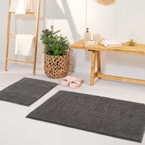 Kaşmir Home Soft Makarna Banyo Paspas Seti Antrasit 40X60-60X90 cm
