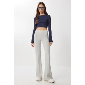 Happiness İstanbul Ispanyol Paça Esnek Modal Tayt LUB0243 Gri Melanj