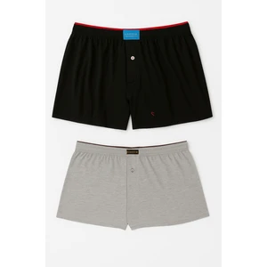 Mavi Qumsal Erkek Havlubel Boxer 2'li Set | Çok Renkli Basic Pamuklu Külot Rahat Iç Çamaşırı