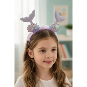 Bear & Pear Mermaid Konsept Double Tail Deniz Kızı Kız Çocuk Taç Kutlama Parti Tacı Lila