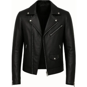 Mero Life Erkek Yeni Sezon Çapraz Fermuarlı Deri Ceket Mont