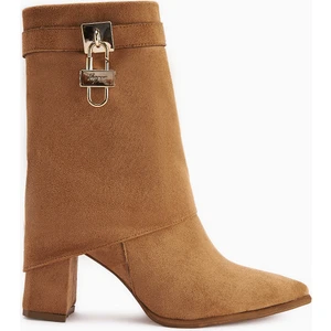 Nisha Taba Süet Takalı Kalın Topuklu Kadın Bot