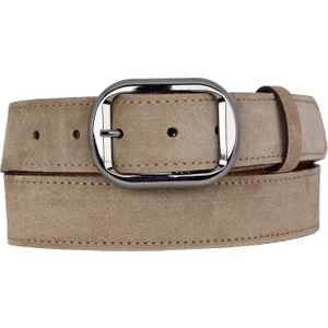 %100 Hakiki Deri, Nikel 4 cm Süet Açık Sütlü Kahve Kadın Kemeri; Kot, Spor Kemer=süet.23.açk.süt.kav