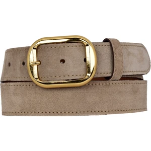 %100 Hakiki Deri, Gold Tokalı 4 cm Süet Açık Sütlü Kahve Kadın Kemeri; Kot, Spor Kemer=sü.44.açk.st.