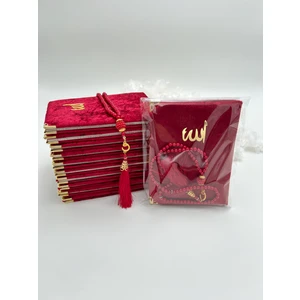 Lena Gift Workshop 10 Adet Hediyelik Jelatinde Kadife Yasin Cüzü ve Inci Tesbih Seti ( Mevlit-Hac-Umre)