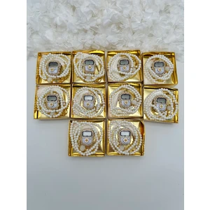Lena Gift Workshop 10 Adet Hediyelik Çeyizlik Gold Kutulu Tesbih ve Taşlı Zikirmatik Seti ( Mevlit-Sünnet-Hac-Umre)