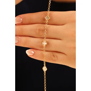 ÇGK KUYUMCULUK  3'lü Beyaz Yonca Altın Bileklik CGKBLK0358