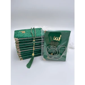 Lena Gift Workshop 10 Adet Hediyelik Jelatinde Kadife Yasin Cüzü ve Inci Tesbih Seti ( Mevlit-Hac-Umre)