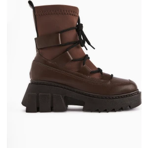 Casey Kahve Kalın Tabanlı Bağcıklı Kadın Bot