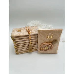 Lena Gift Workshop 10 Adet Hediyelik Jelatinde Kadife Yasin Cüzü ve Inci Tesbih Seti ( Mevlit-Hac-Umre)