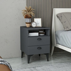 Afra Çift Çekmeceli Raflı Komodin