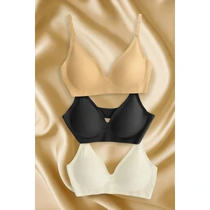 Shiny Date 3'lü Balensiz Dikişsiz Görünmez Çıkarılabilir Pedli Lazer Kesim Yumuşak Kumaşlı Iz Yapmaz Sütyen