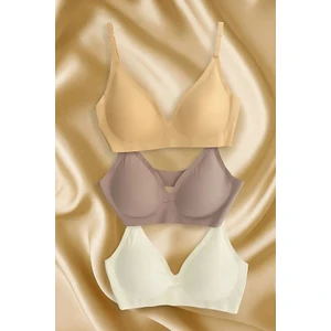 Shiny Date 3'lü Balensiz Dikişsiz Görünmez Çıkarılabilir Pedli Lazer Kesim Yumuşak Kumaşlı Iz Yapmaz Sütyen