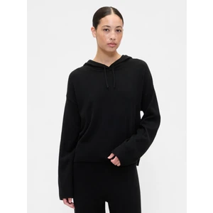 Kadın Siyah Relaxed Cashsoft Kapüşonlu Sweatshirt