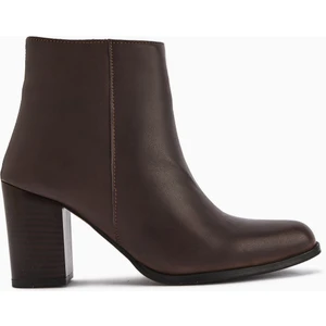 Teres Hakiki Deri Kahve Topuklu Kadın Bot