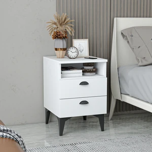 Afra Çift Çekmeceli Raflı Komodin