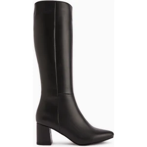 Velma Hakiki Deri Siyah Topuklu Kadın Çizme