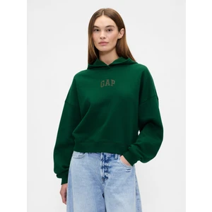 Kadın Koyu Yeşil Relaxed Gap Logo Fleece Sweatshirt