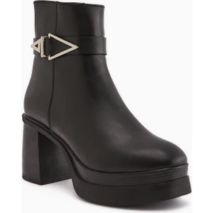 Hilda Siyah Toka Detaylı Platform Topuklu Kadın Bot