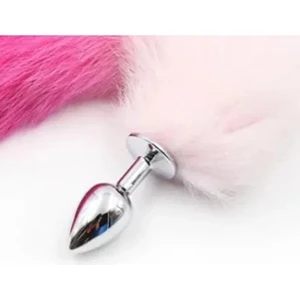 Kulis Grup Ombre Pembe Tilki Kuyruğu Paslanmaz Çelik Anal Plug