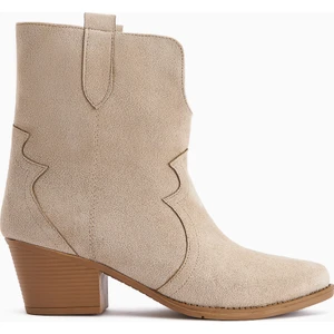Erica Bej Süet Topuklu Western Kadın Bot