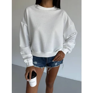 2 Iplik Yumuşak Dokulu Bisiklet Yaka Oversize Kalıp Sweatshirt