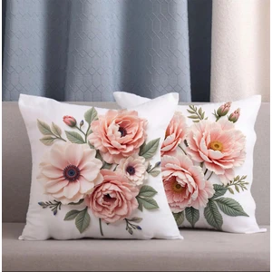 Alkan Homes 2 Li Kombin Gül Desenli 3 Boyutlu Dijital Baskılı Kırlent Kılıfı