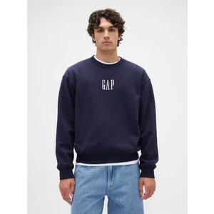 Erkek Lacivert Heavyweight Oversized Gap Logo Bisiklet Yaka Sweatshirt