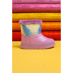 Eleen Lila Pullu Içi Kürklü Bebe Bot