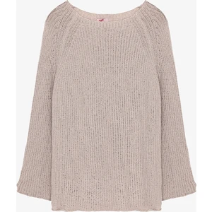 Kayık Yaka Oversize Triko Kazak Bej