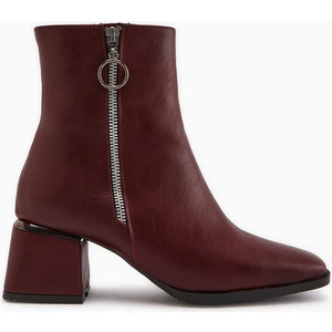 Deyana Bordo Fermuar Aksesuarlı Bot