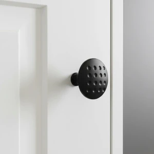 Can Metal Noktalı Düğme Çekmece Dolap Kapak Kulpu Kulbu Mat Siyah Metal Daire Kulp