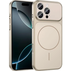 iPhone 15 Pro Max Kılıf Tkdw M-Safe Şarj Özellikli Kamera Korumalı Formen Kapak - Gold