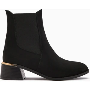 Verna Siyah Süet Lastikli Kadın Topuklu Bot