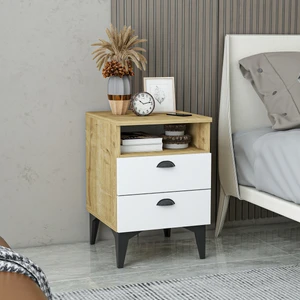 Afra Çift Çekmeceli Raflı Komodin