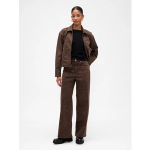 Kadın Koyu Kahverengi High Rise Wide-Leg Jean Pantolon