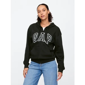 Kadın Siyah Gap Logo Fleece Fermuarlı Sweatshirt