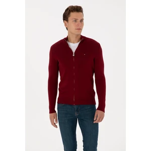 U.S. Polo Assn. Erkek Bordo Basic Triko Hırka 50313688-VR014