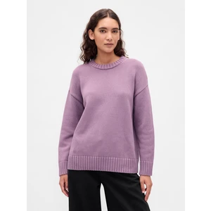 Kadın Mor 100% Pamuk Oversize Kazak