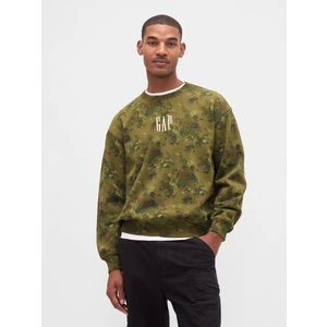 Erkek Açık Yeşil Heavyweight Oversized Gap Logo Bisiklet Yaka Sweatshirt