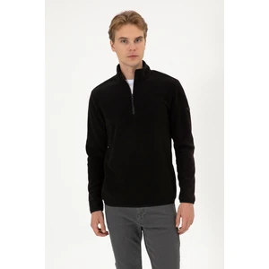 U.S. Polo Assn. Erkek Regular Fit Siyah Polar Yarım Fermuarlı Basic Sweatshirt 50313777-VR046